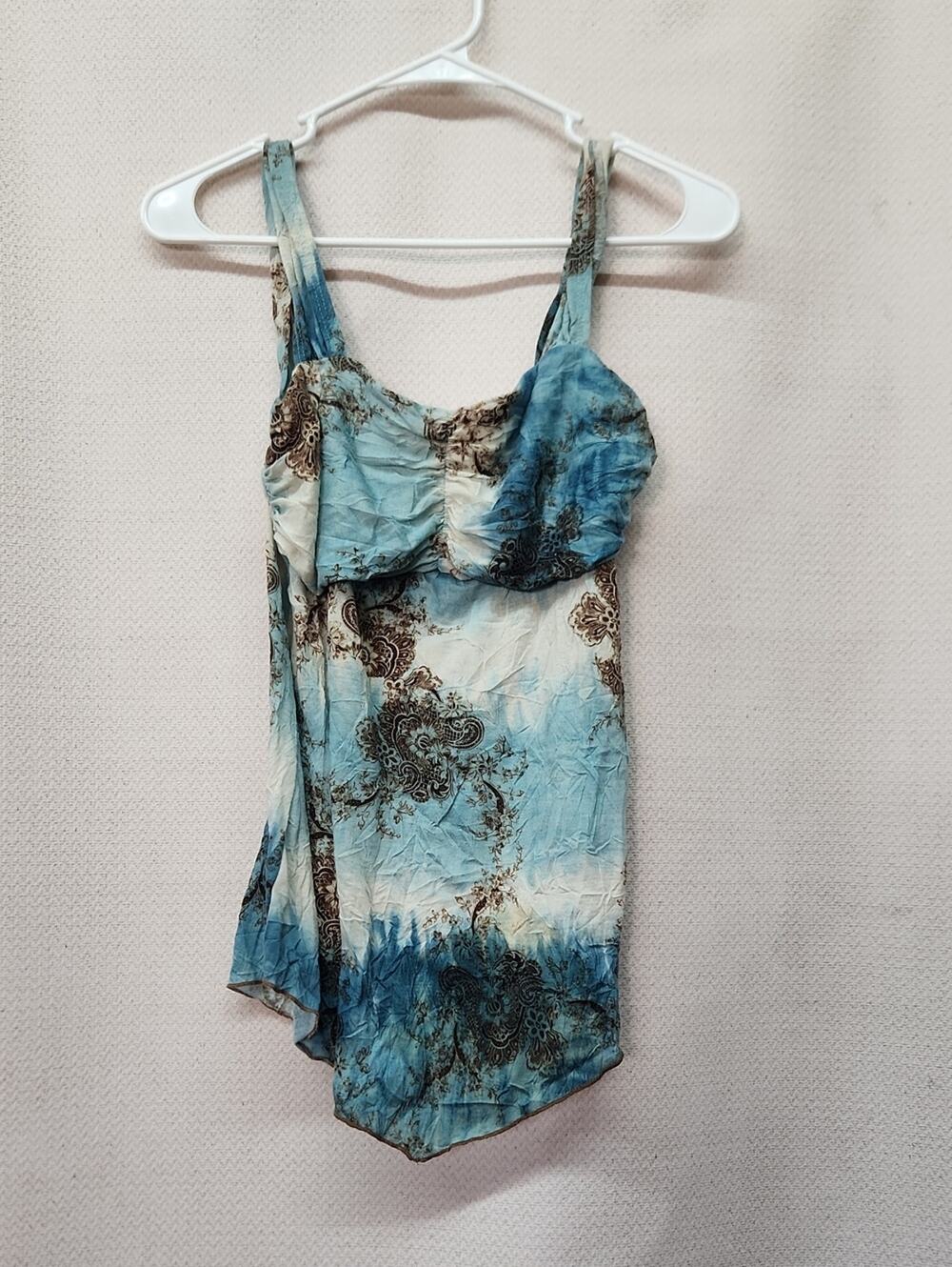 Maurices Teal and Ivory Paisley Spaghetti Strap Top